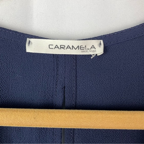 Caramela Navy Blue Peplum Ruffle Bottom Top - Picture 8 of 10
